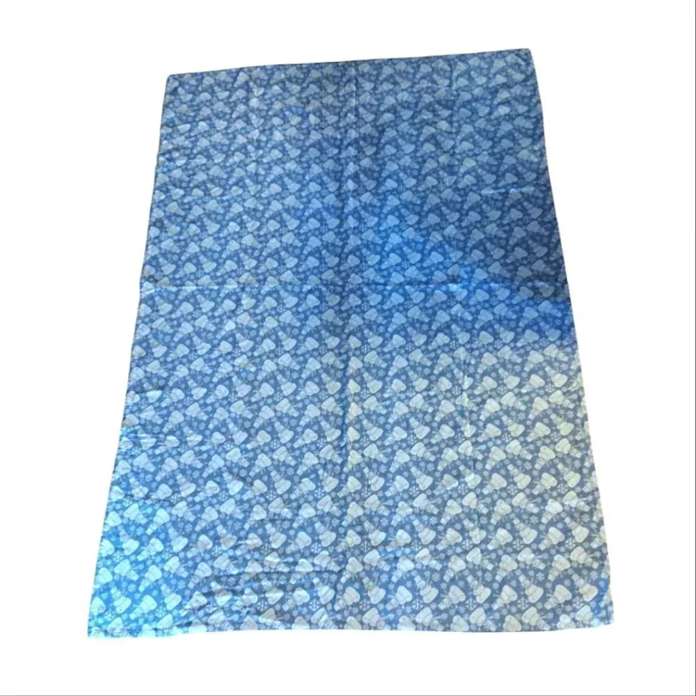 VTG‎ Blue White Snowman Textured Print Christmas Table Cloth 52